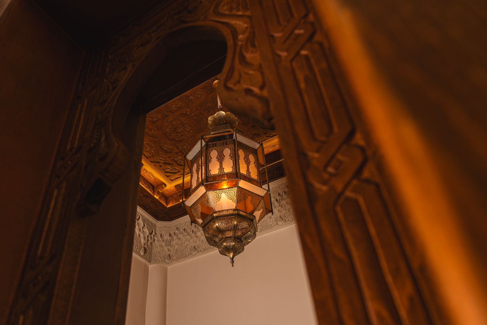 A lantern on the cabin path